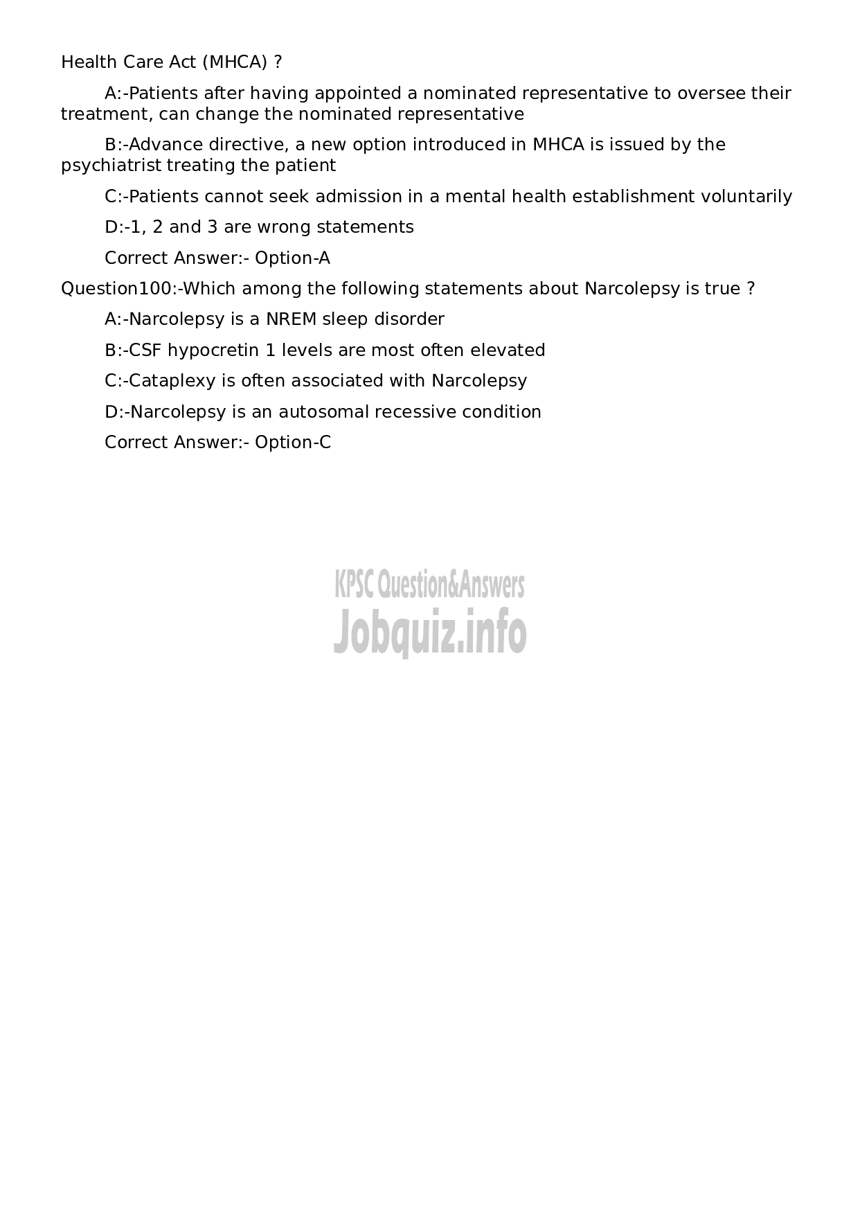 Kerala PSC Question Paper -  Assistant Surgeon/ Casuality Medical Officer-20