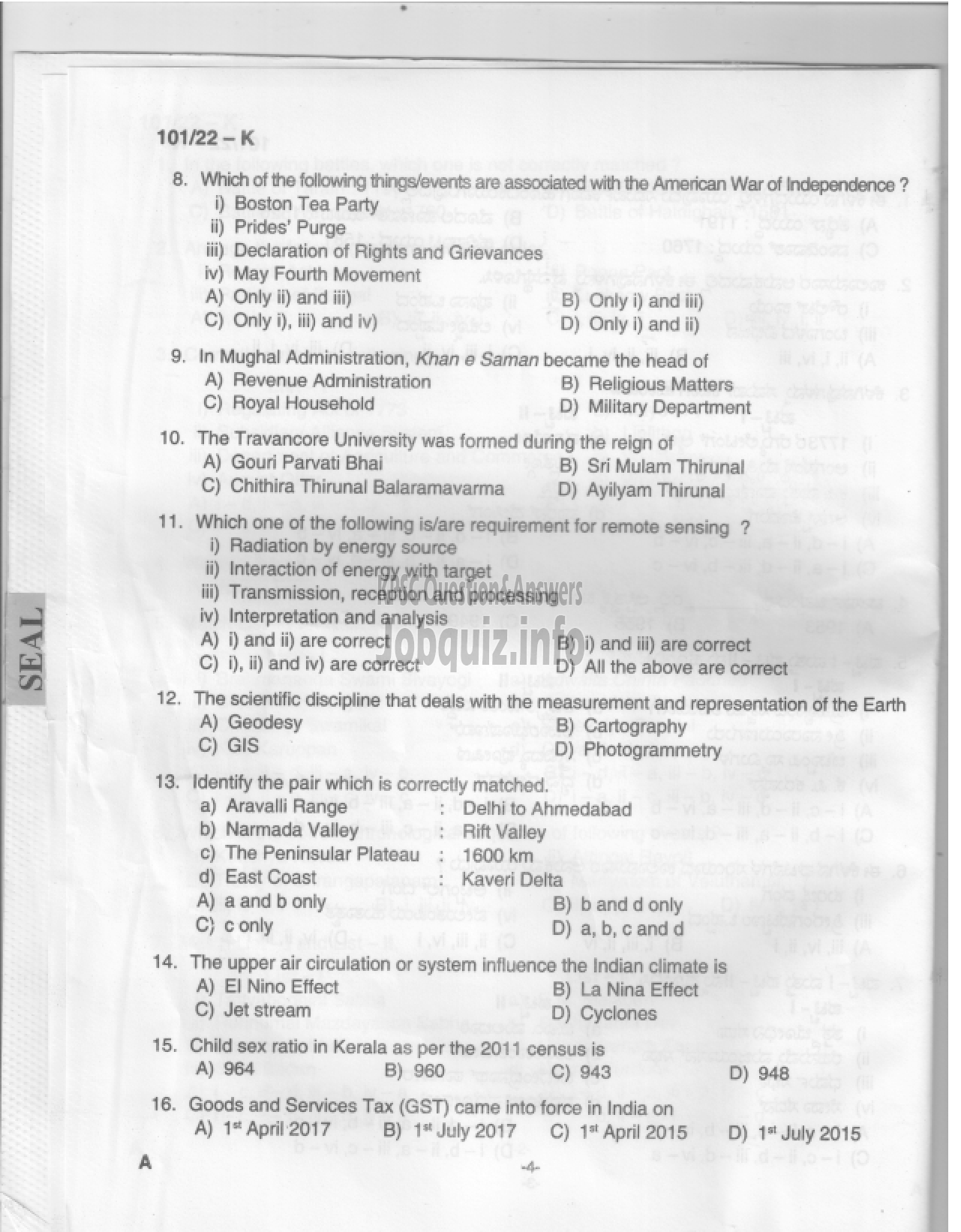 Kerala PSC Question Paper -  Common Preliminary Examination 2022 (Graduate Level)- Stage I -3