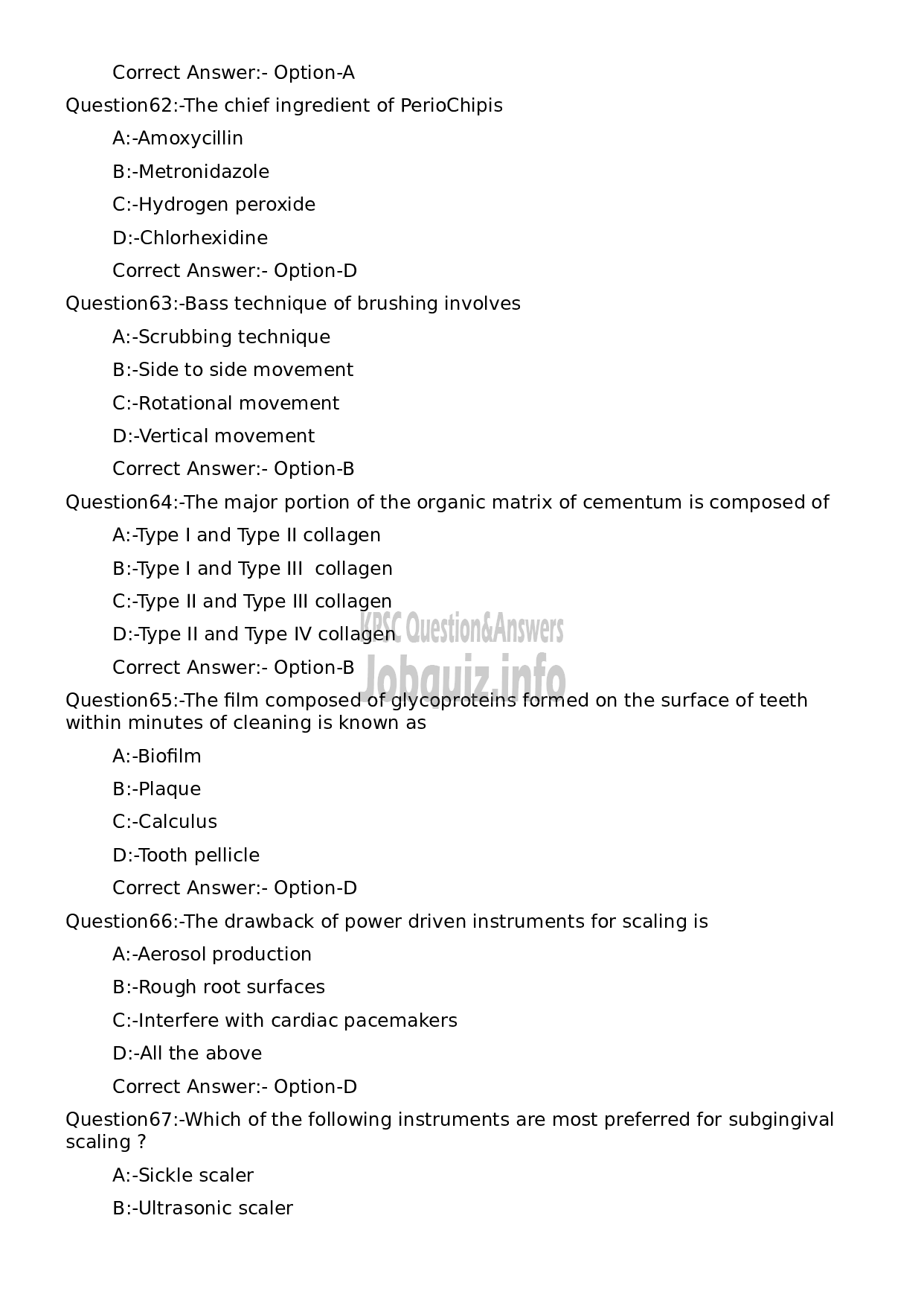 Kerala PSC Question Paper -  Dental Hygienist Grade II-12