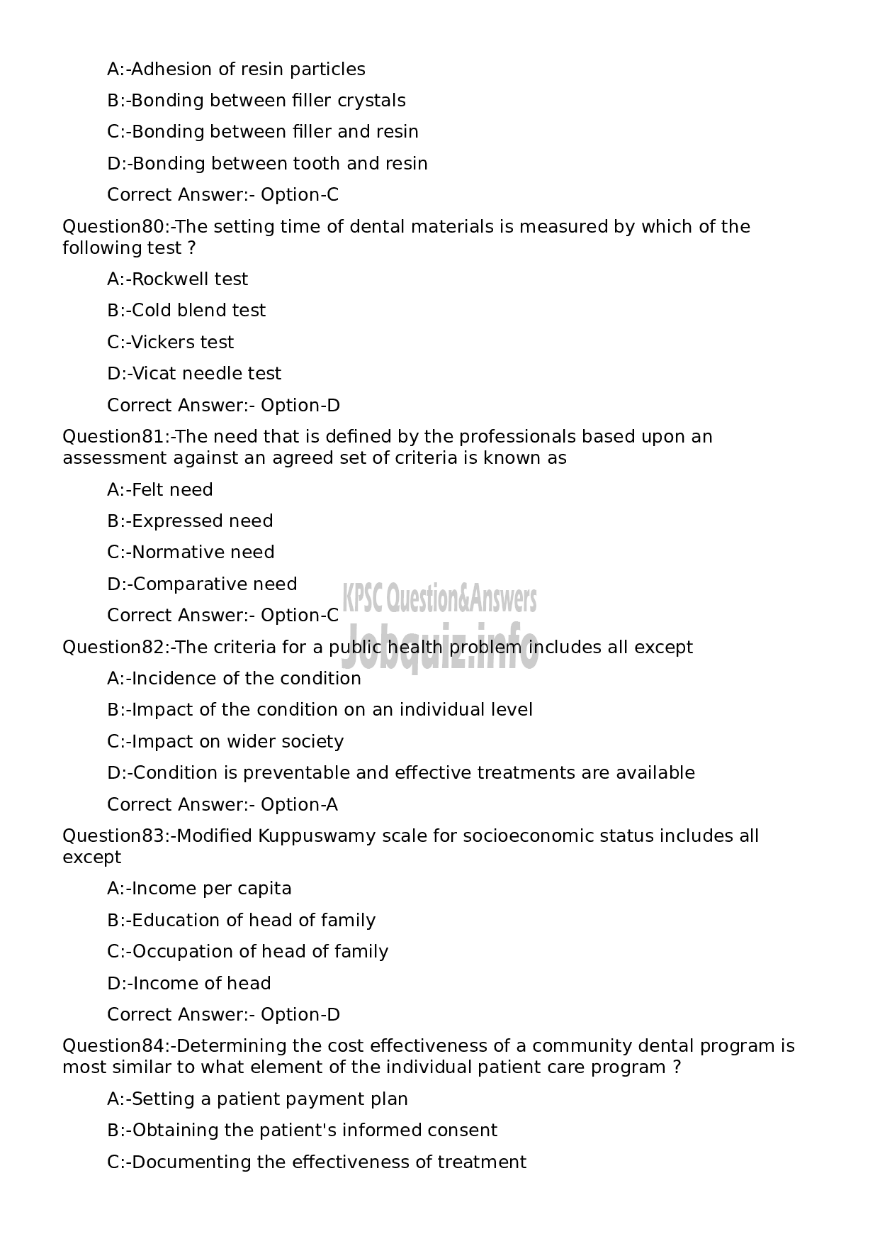 Kerala PSC Question Paper -  Dental Hygienist Grade II-15