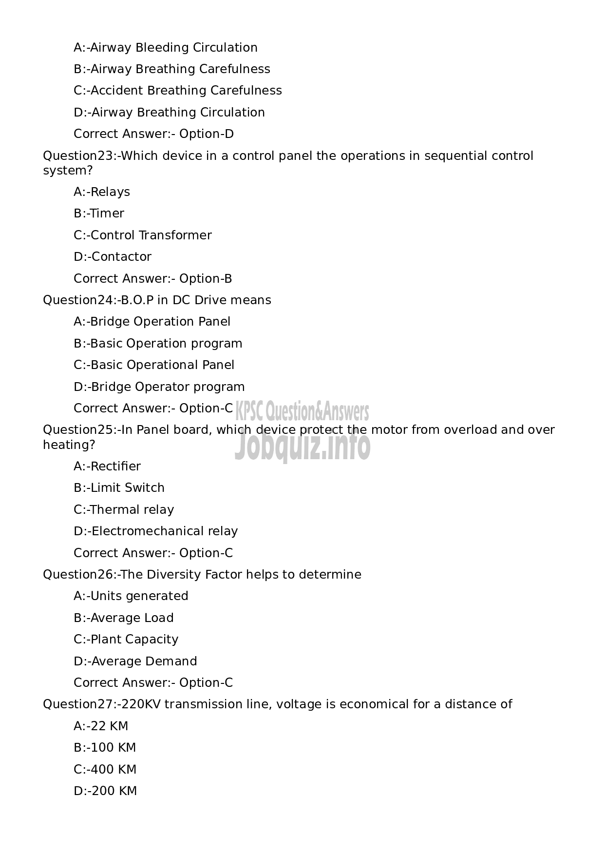 Kerala PSC Question Paper -  Electrician- cum- Mechanic-5