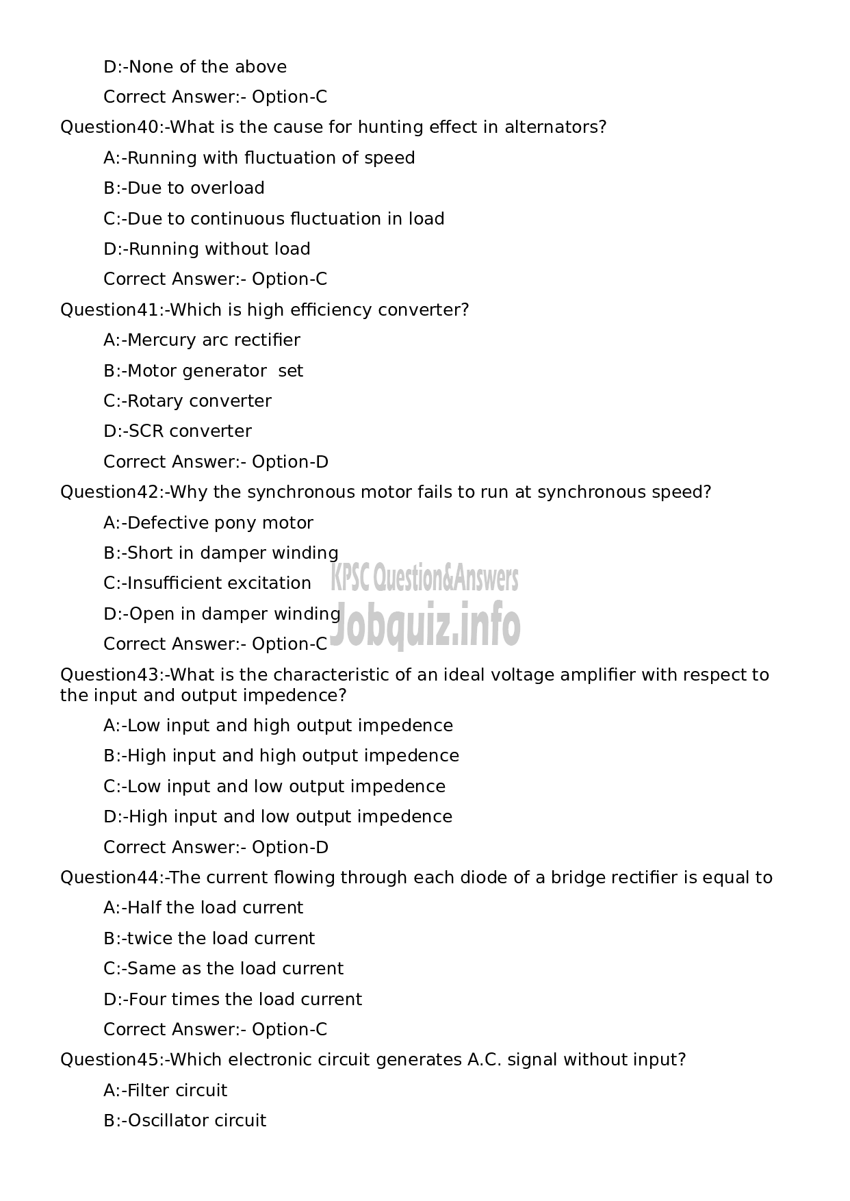 Kerala PSC Question Paper -  Electrician- cum- Mechanic-8