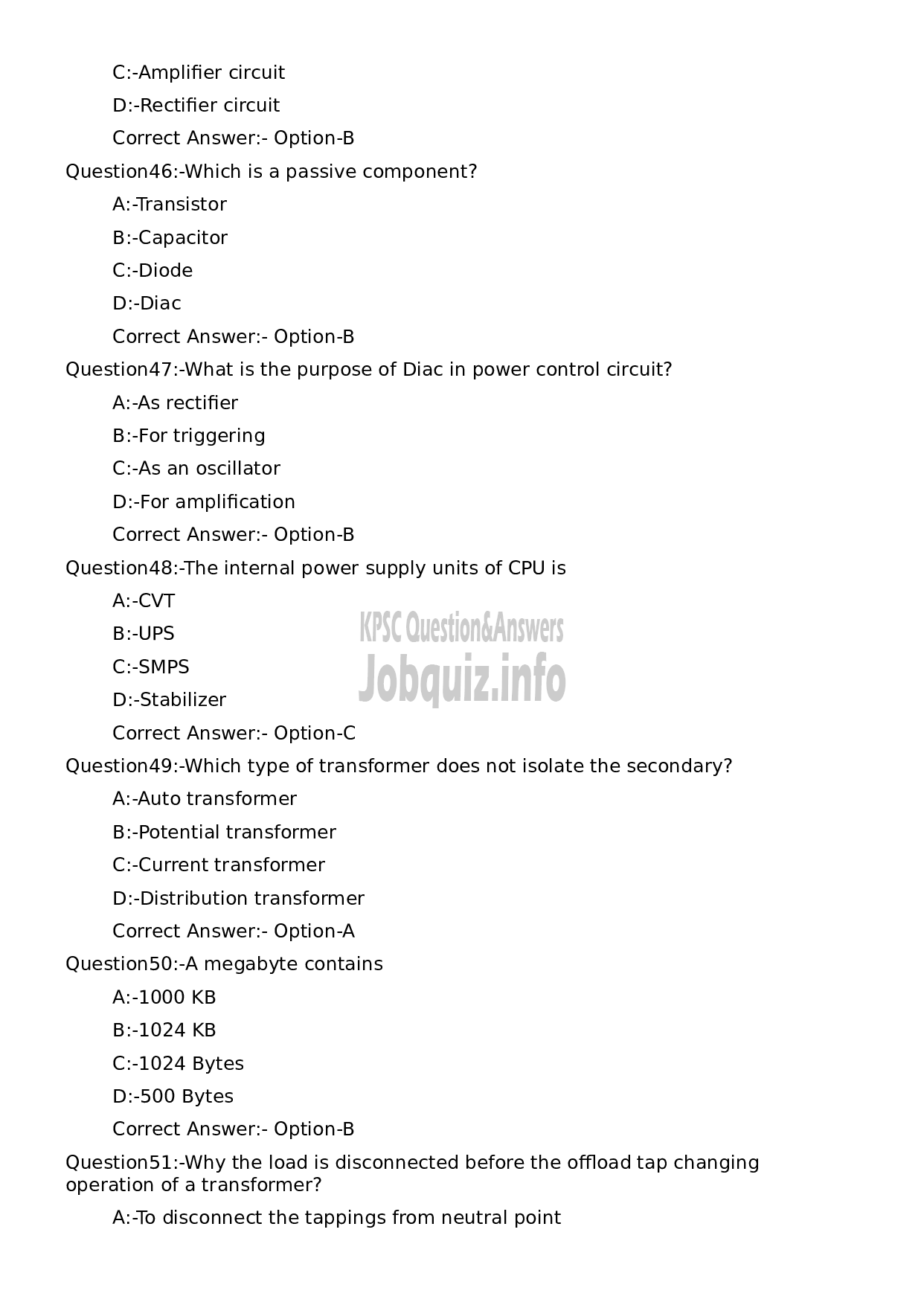 Kerala PSC Question Paper -  Electrician- cum- Mechanic-9