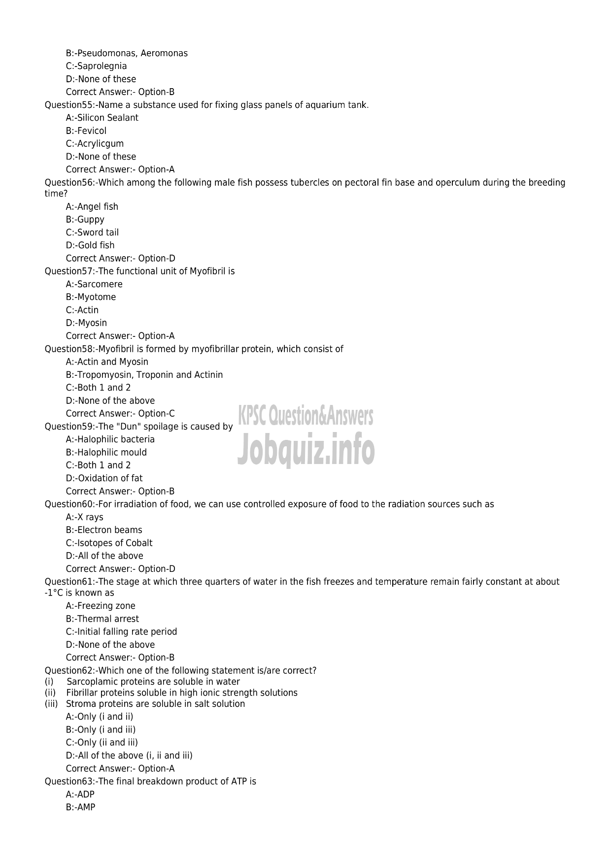 Kerala PSC Question Paper -  FISHERIES ASSISTANT -7