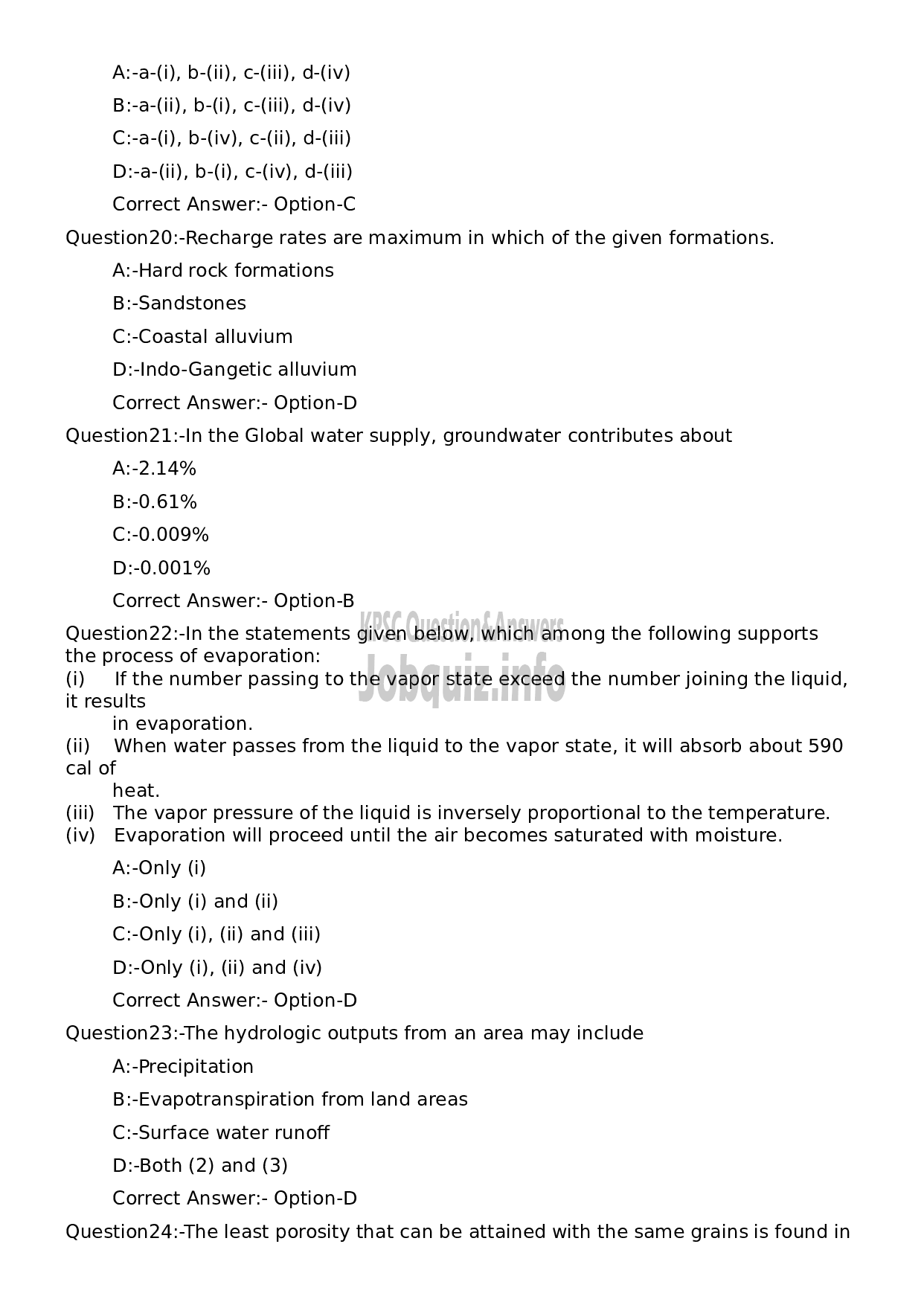 Kerala PSC Question Paper -  Junior Hydro Geologist-5