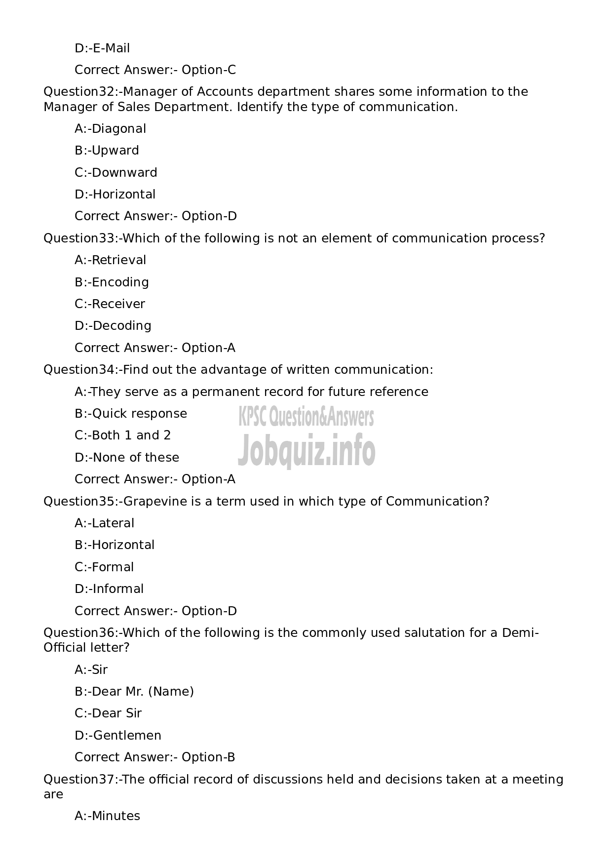 Kerala PSC Question Paper -  Junior Instructor (Stenographer and Secretarial Assistant- English) (SR from SC/ ST)-7