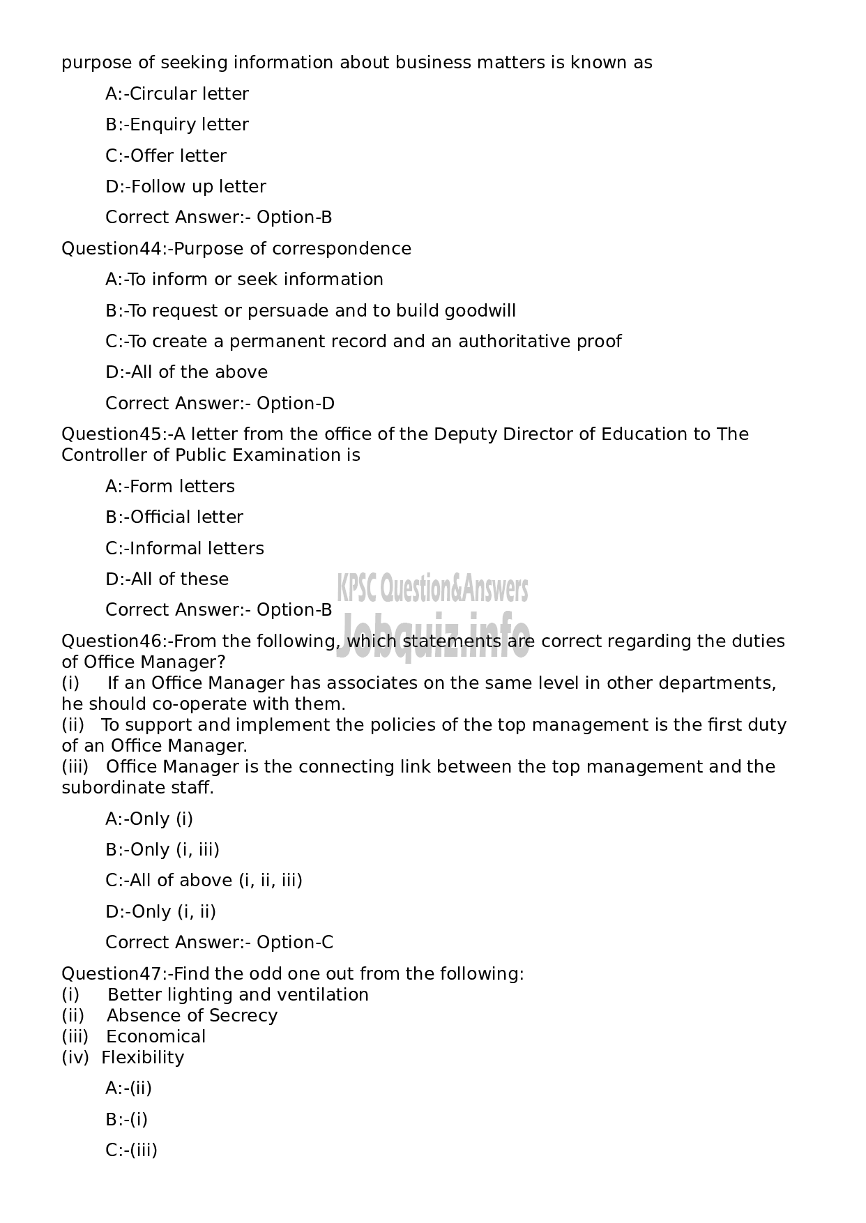 Kerala PSC Question Paper -  Junior Instructor (Stenographer and Secretarial Assistant- English) (SR from SC/ ST)-9