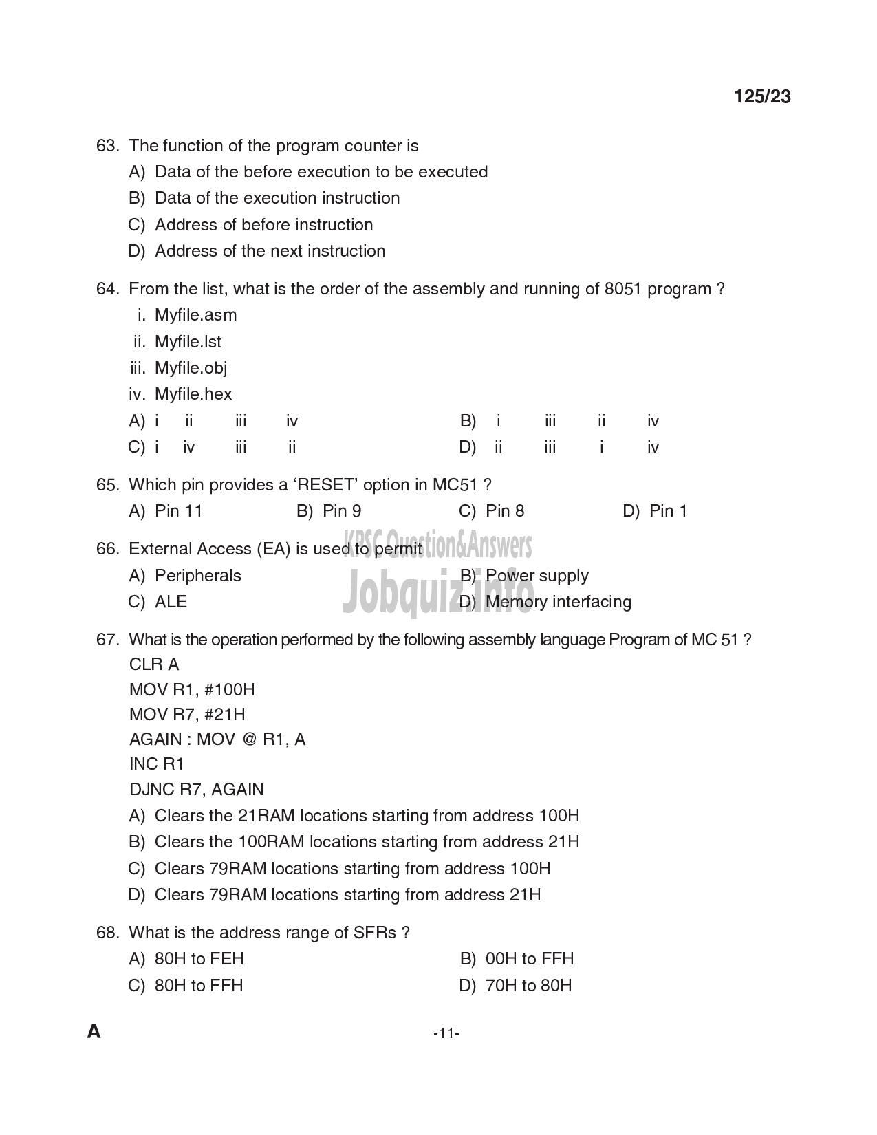 Kerala PSC Question Paper -  Junior Instructor(Technician Power Electronics System-TPES)-11