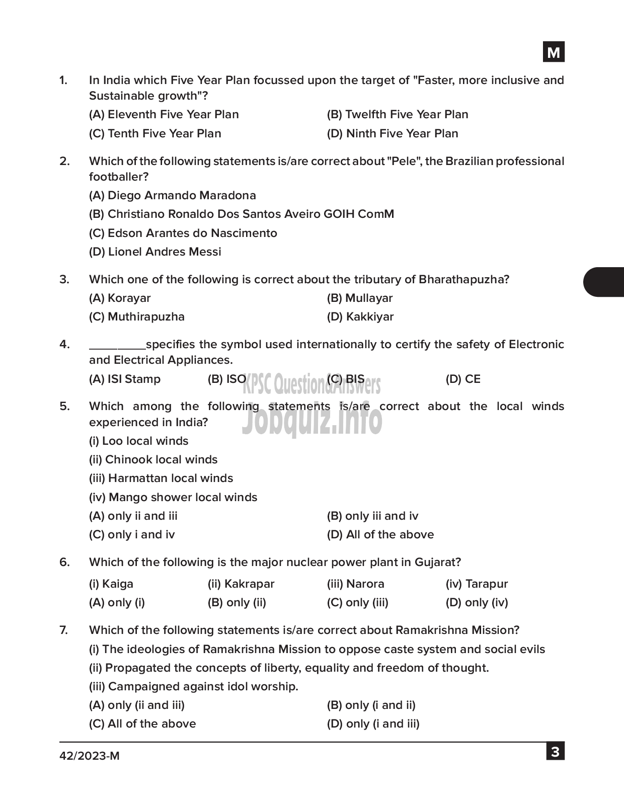 Kerala PSC Question Paper -  Junior Typist Clerk (SSLC Level Main Examination 2022) - Kerala Agro Industries Corporation Ltd-3