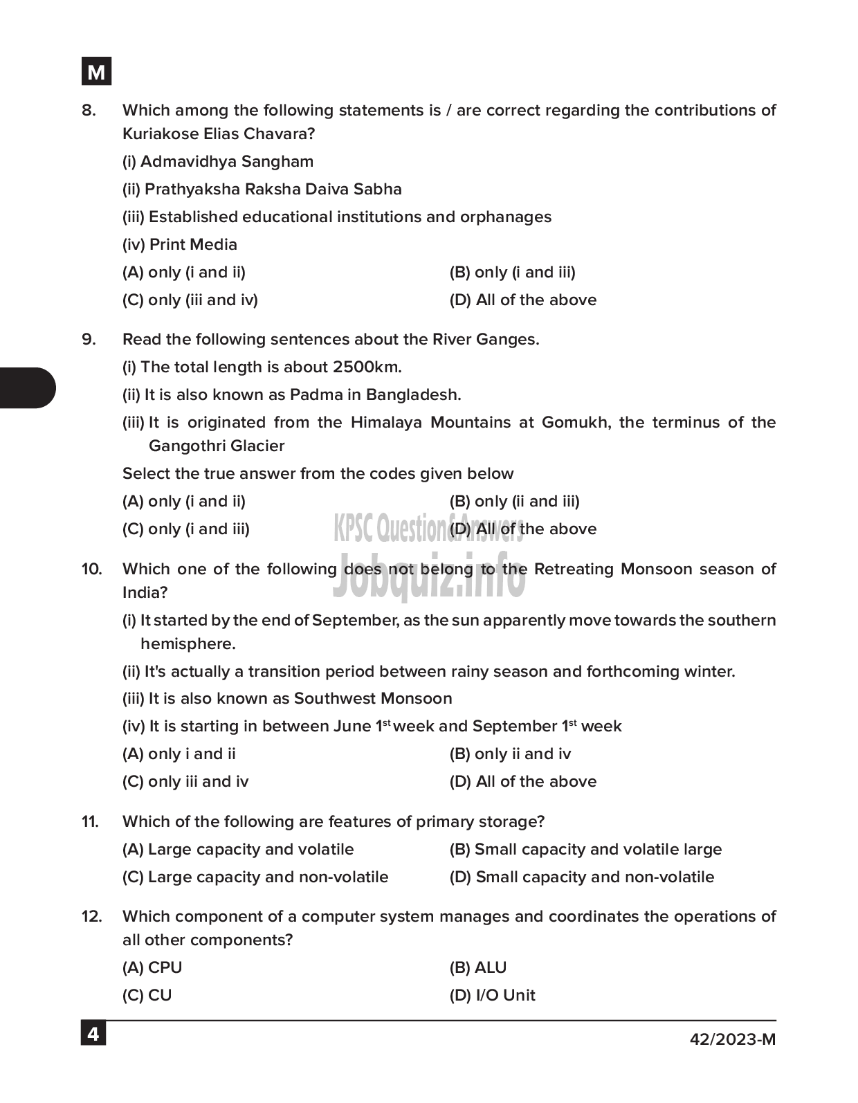 Kerala PSC Question Paper -  Junior Typist Clerk (SSLC Level Main Examination 2022) - Kerala Agro Industries Corporation Ltd-4