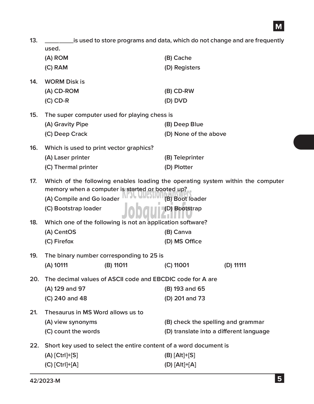 Kerala PSC Question Paper -  Junior Typist Clerk (SSLC Level Main Examination 2022) - Kerala Agro Industries Corporation Ltd-5