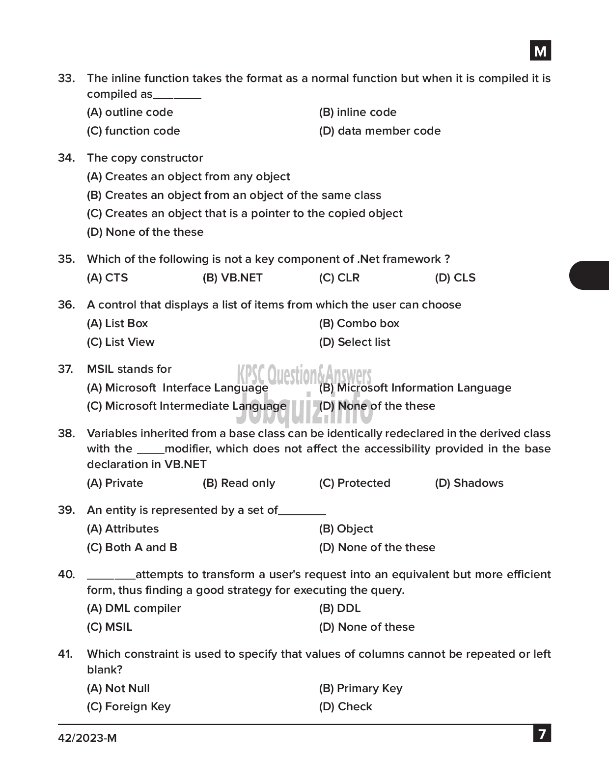 Kerala PSC Question Paper -  Junior Typist Clerk (SSLC Level Main Examination 2022) - Kerala Agro Industries Corporation Ltd-7