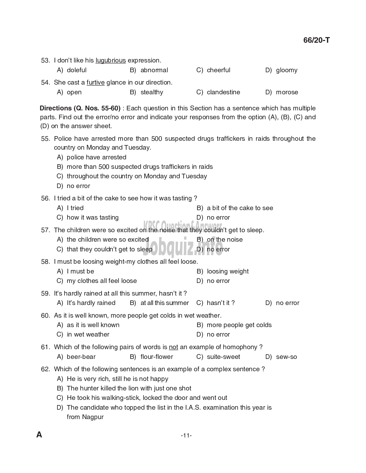 Kerala PSC Question Paper -  KAS Officer in Kerala Administrative Service (Supplimentary exam for Gazetted teaching staff in Education Department) (PAPER II) -11