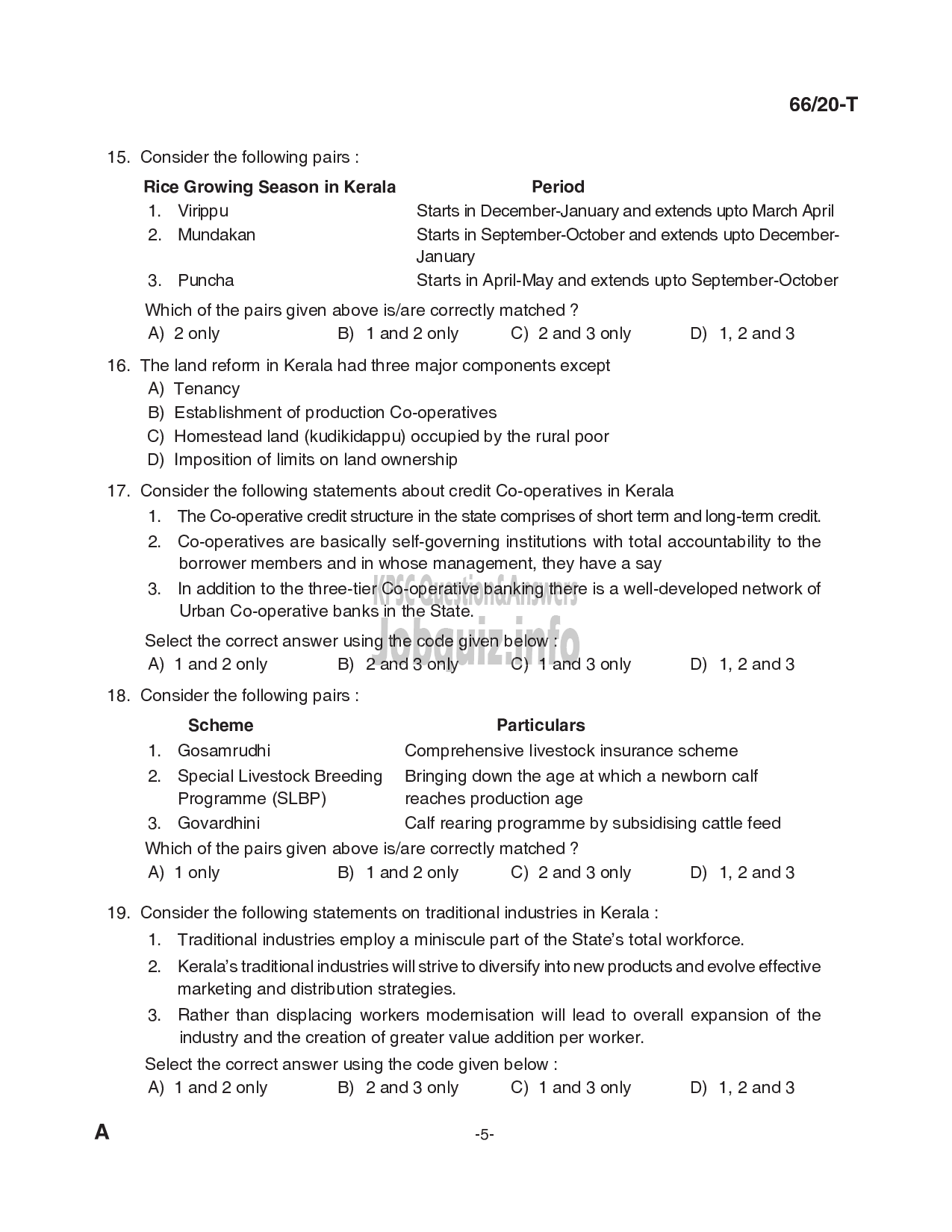 Kerala PSC Question Paper -  KAS Officer in Kerala Administrative Service (Supplimentary exam for Gazetted teaching staff in Education Department) (PAPER II) -5