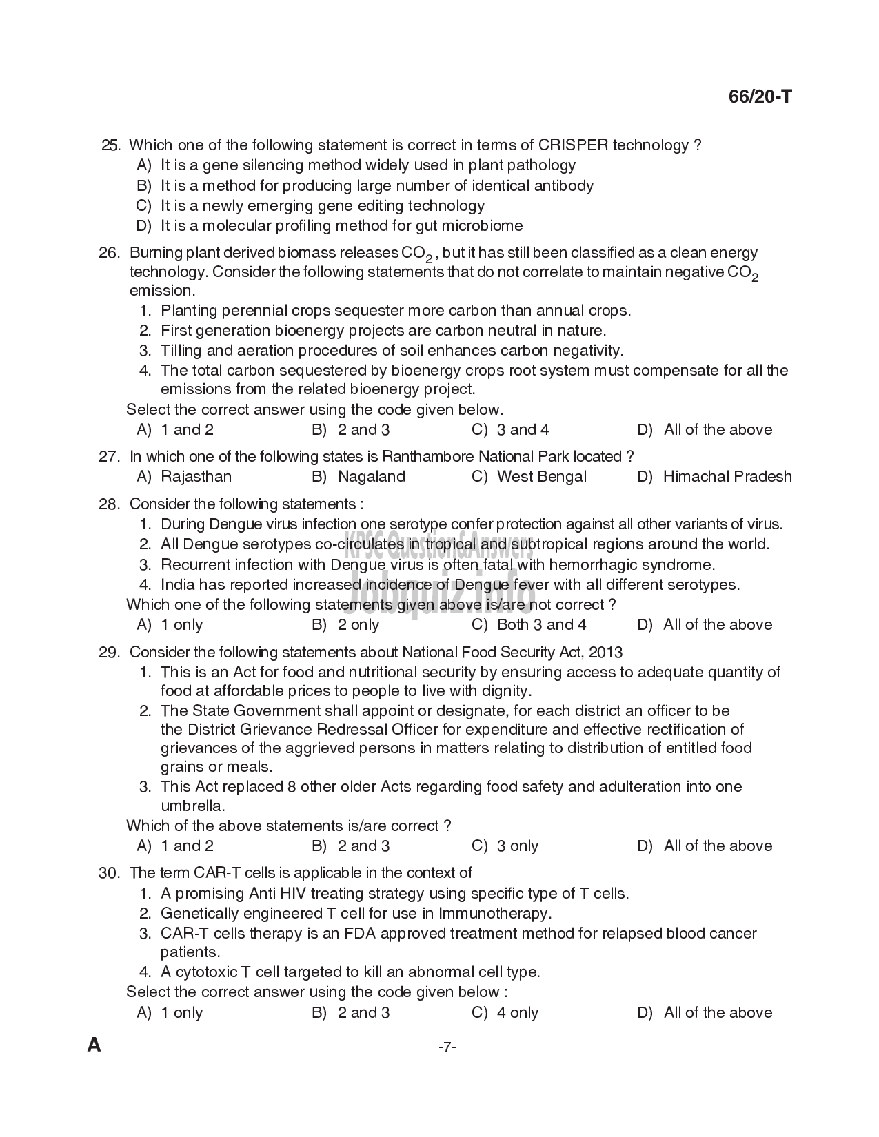 Kerala PSC Question Paper -  KAS Officer in Kerala Administrative Service (Supplimentary exam for Gazetted teaching staff in Education Department) (PAPER II) -7