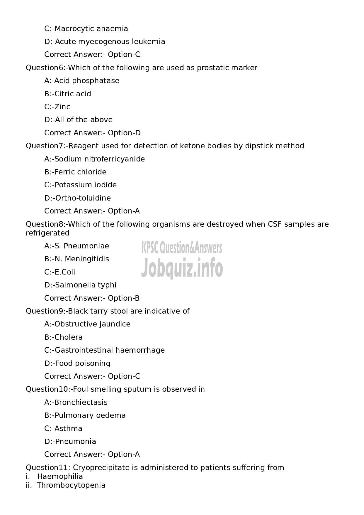 Kerala PSC Question Paper -  Laboratory Technician Grade II (SR for ST)-2