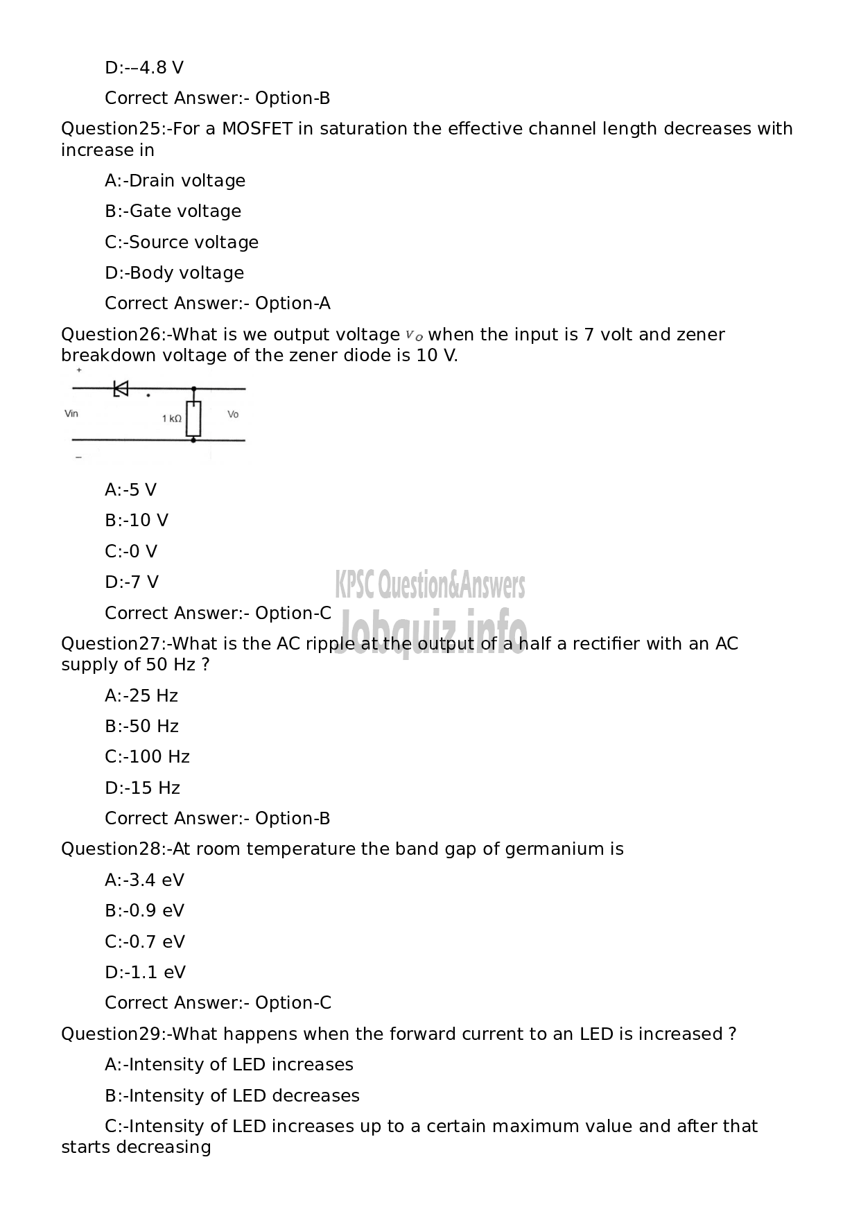 Kerala PSC Question Paper -  Maintenance Engineer (Electronics)-6