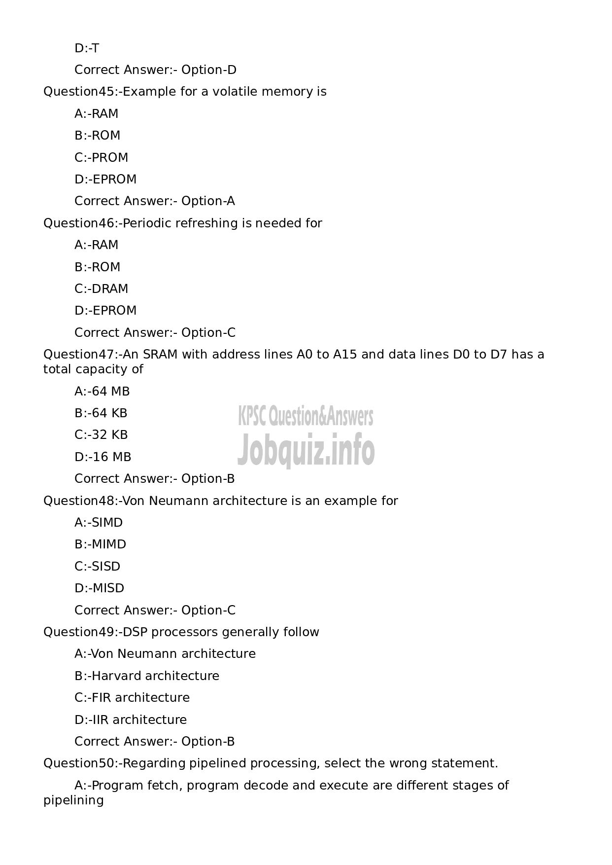 Kerala PSC Question Paper -  Maintenance Engineer (Electronics)-10