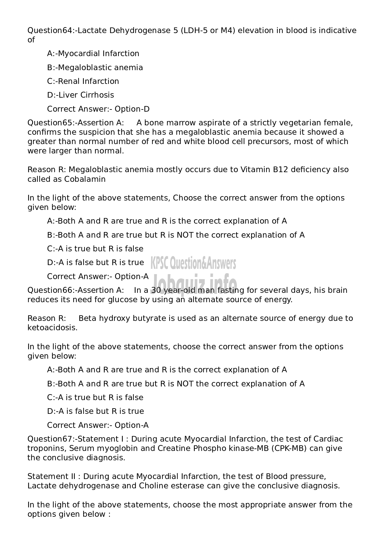 Kerala PSC Question Paper -  Scientific Assistant (Biochemistry)-13