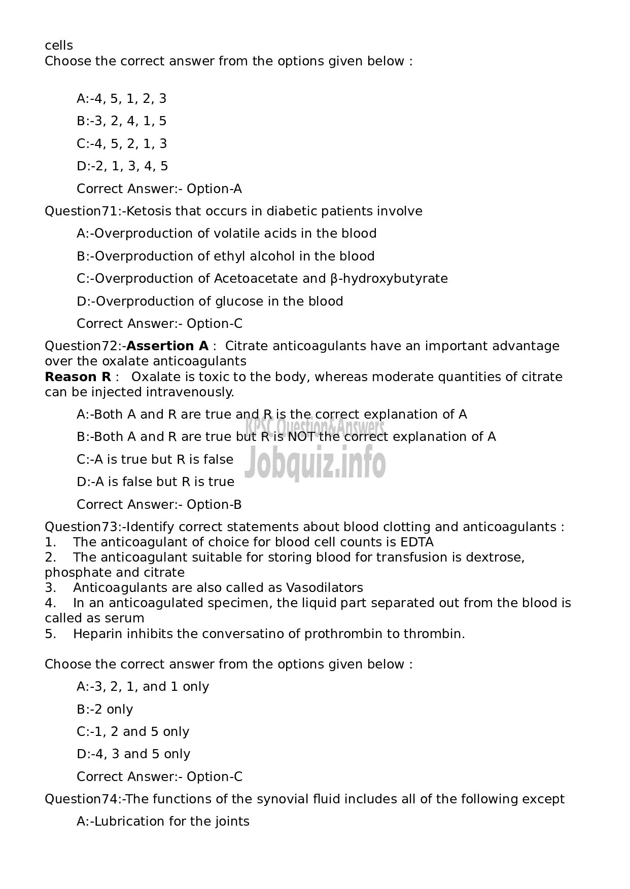 Kerala PSC Question Paper -  Scientific Assistant (Biochemistry)-15