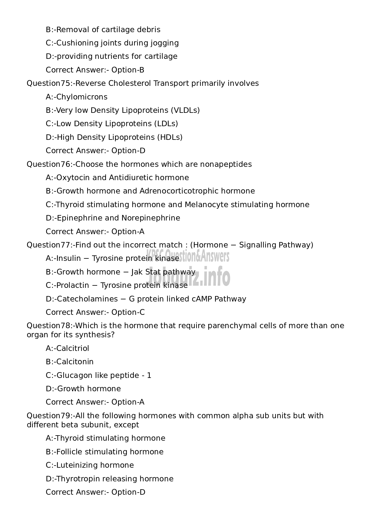 Kerala PSC Question Paper -  Scientific Assistant (Biochemistry)-16