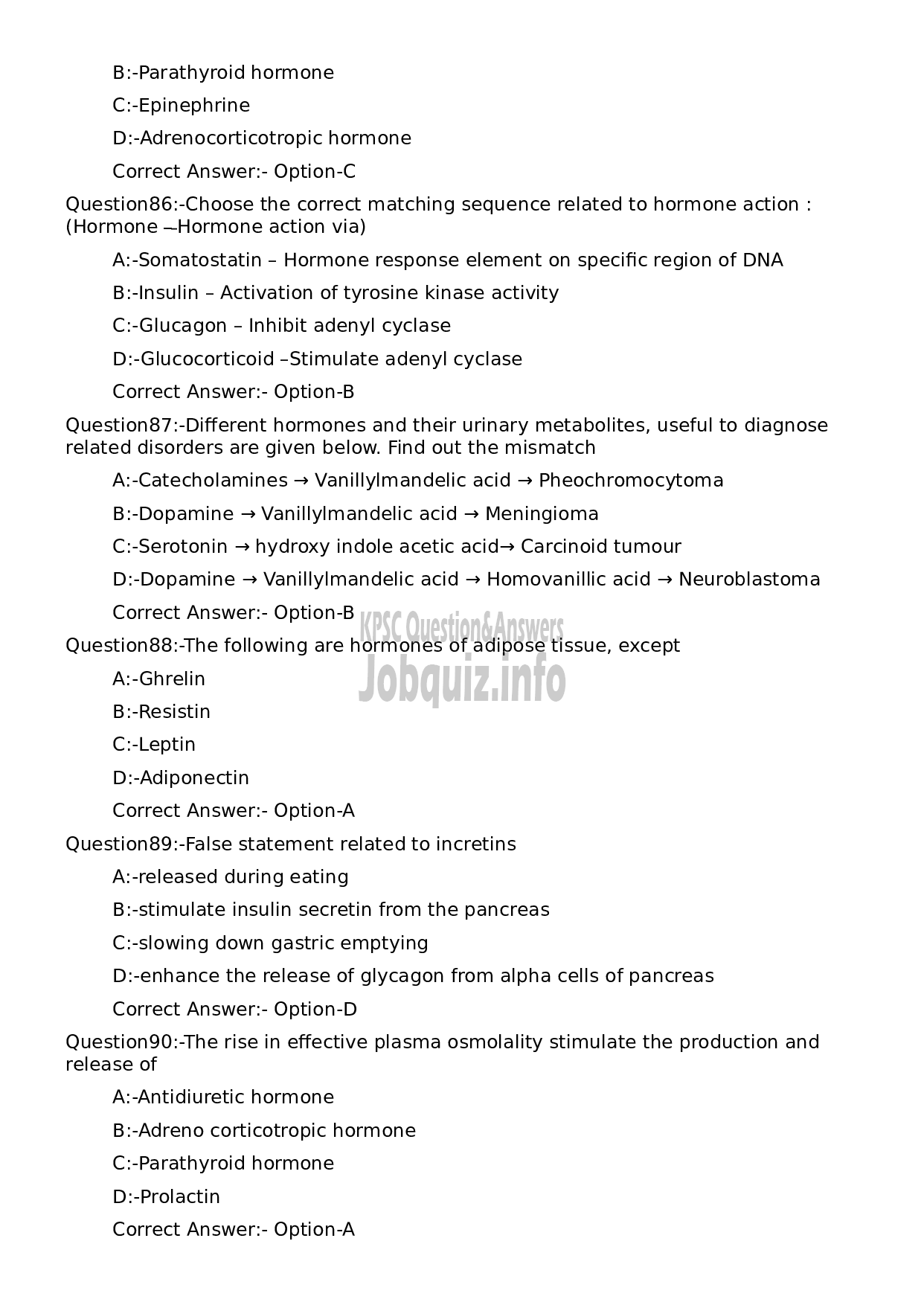 Kerala PSC Question Paper -  Scientific Assistant (Biochemistry)-18