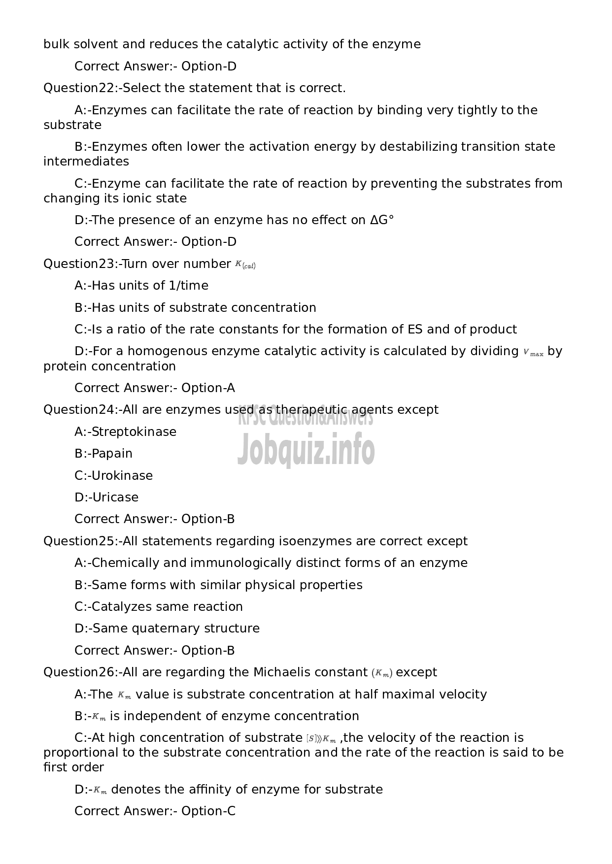 Kerala PSC Question Paper -  Scientific Assistant (Biochemistry)-5