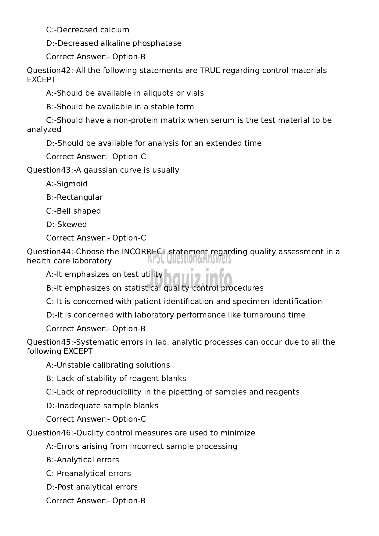 Kerala PSC Question Paper -  Scientific Assistant (Biochemistry)-9