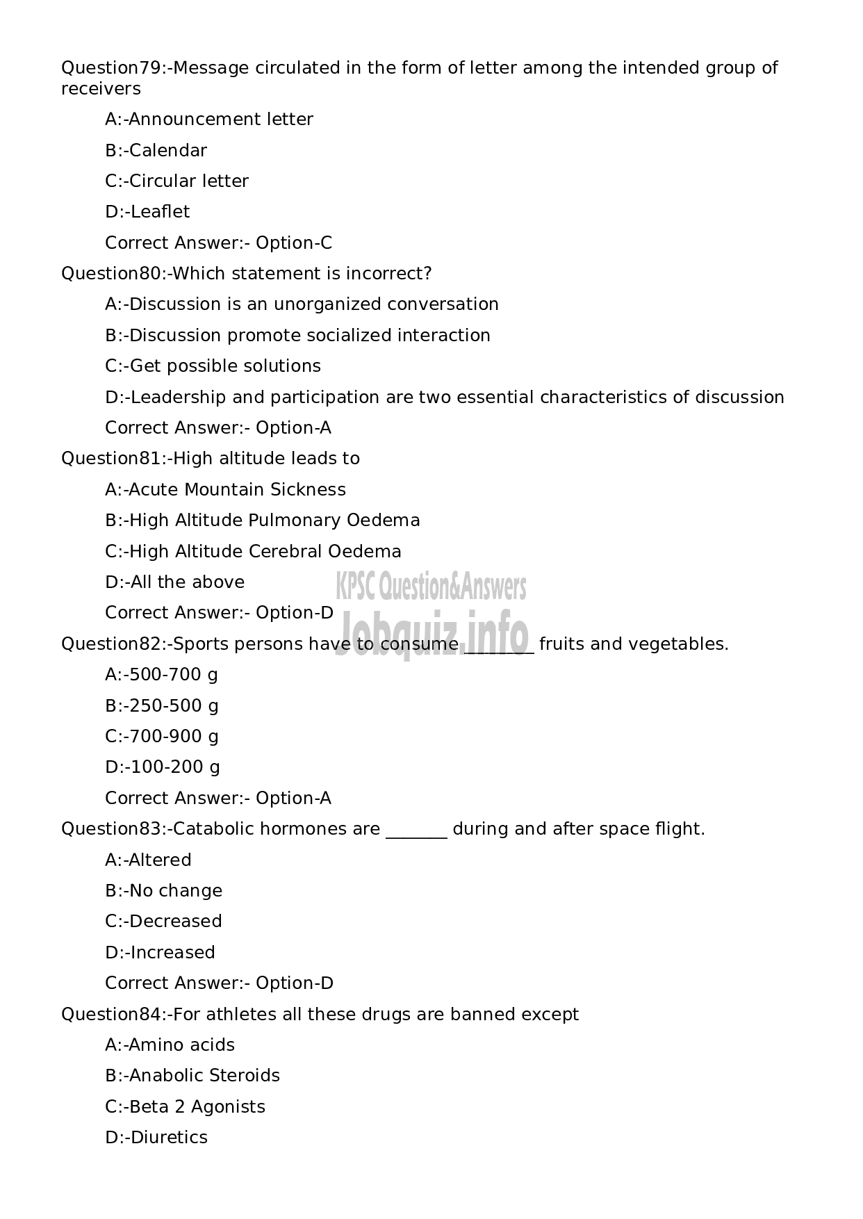 Kerala PSC Question Paper -  State Nutrition Officer-15