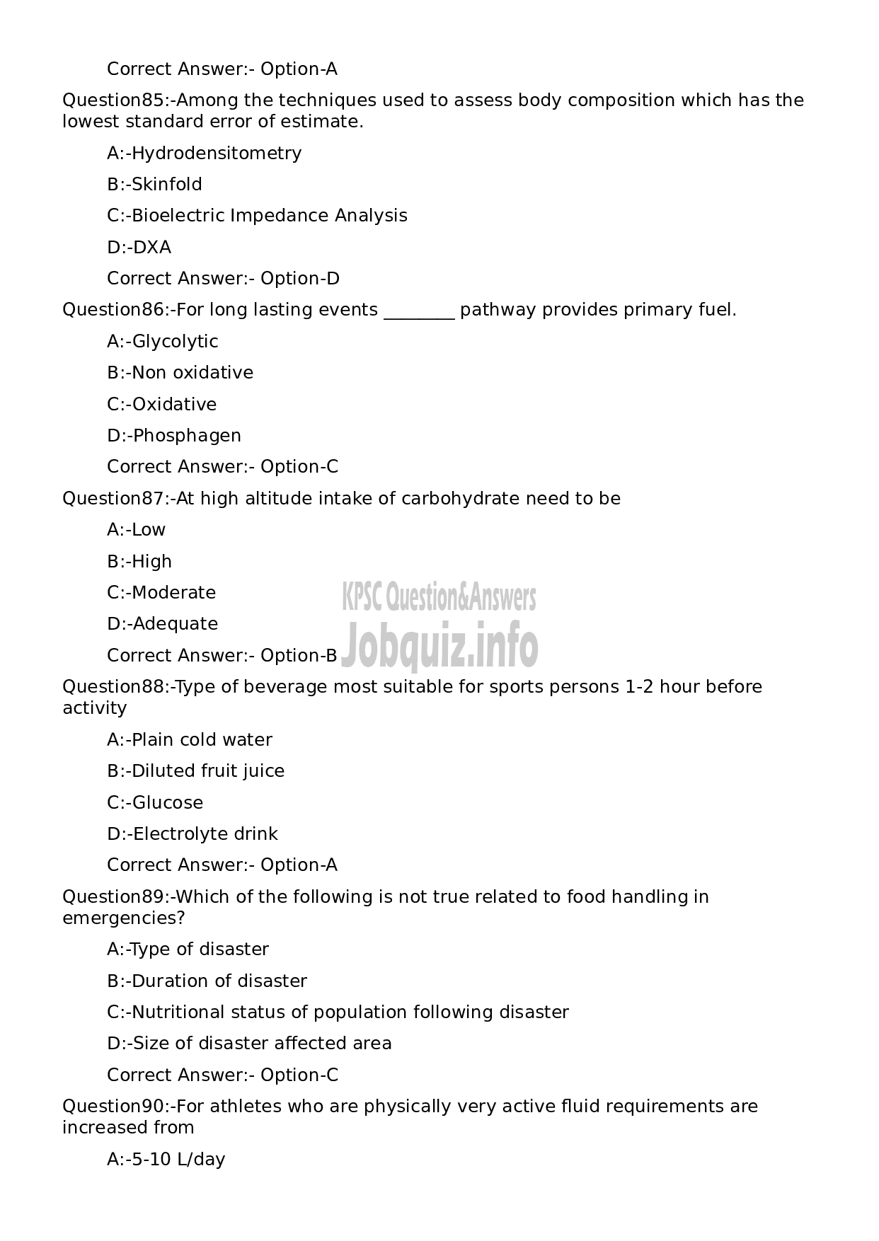 Kerala PSC Question Paper -  State Nutrition Officer-16