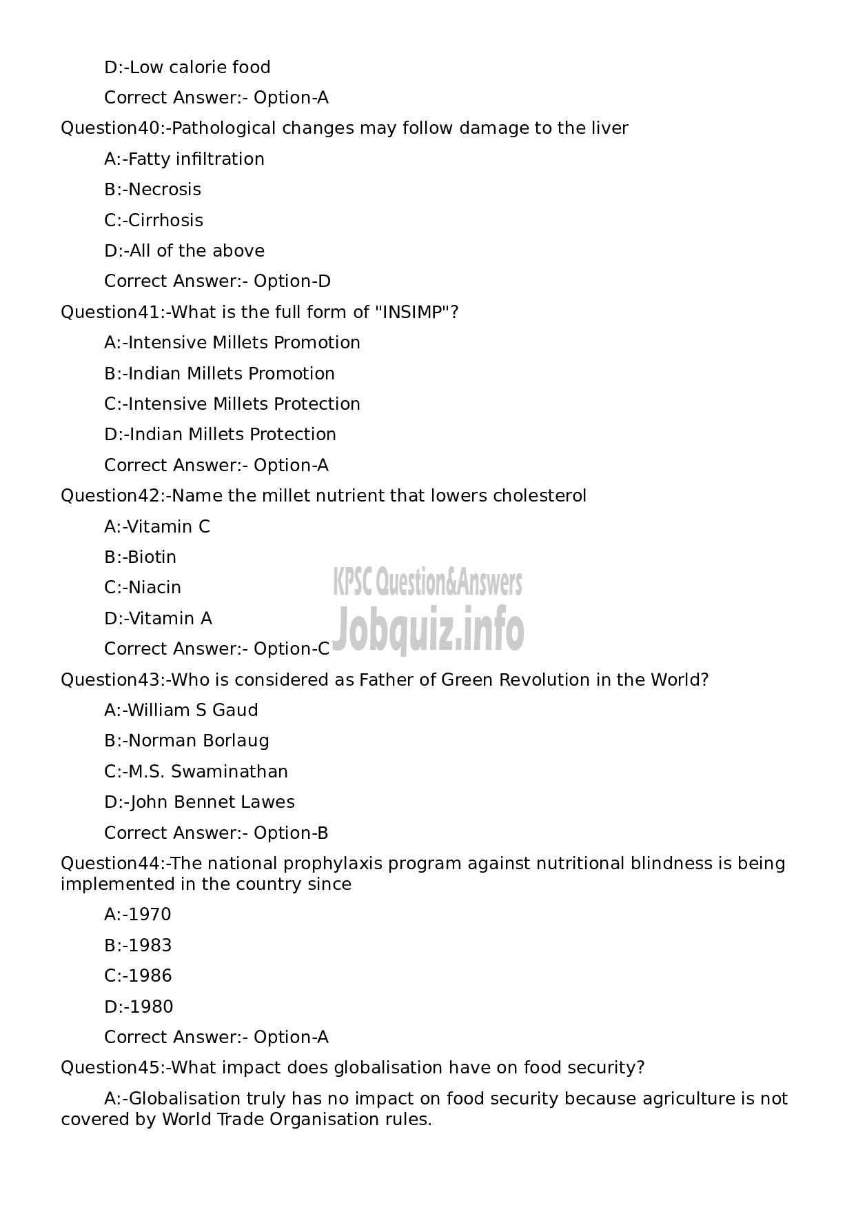 Kerala PSC Question Paper -  State Nutrition Officer-8