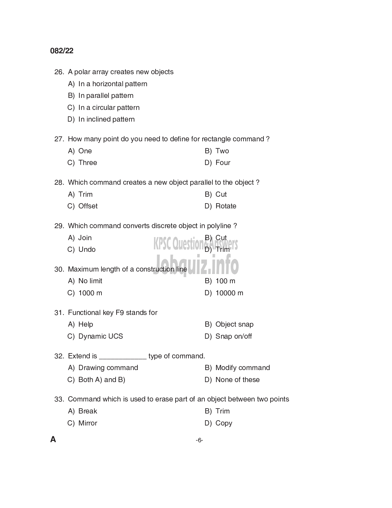 Kerala PSC Question Paper -  Tracer - Town and Country Planning   -6