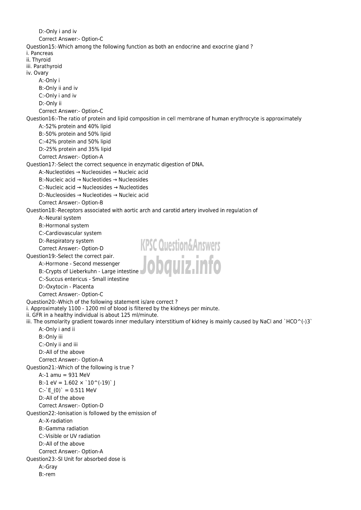 Kerala PSC Question Paper -  X-RAY TECHNICIAN-3