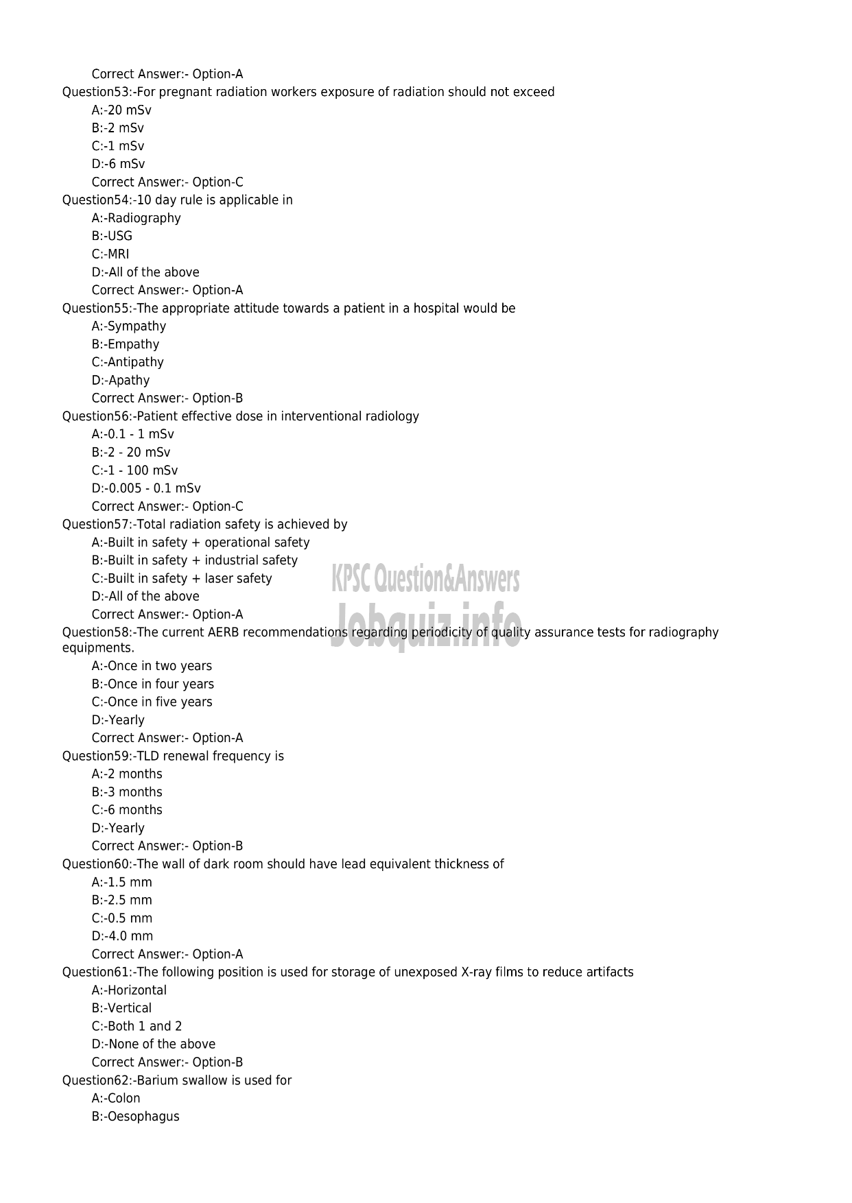 Kerala PSC Question Paper -  X-RAY TECHNICIAN-7