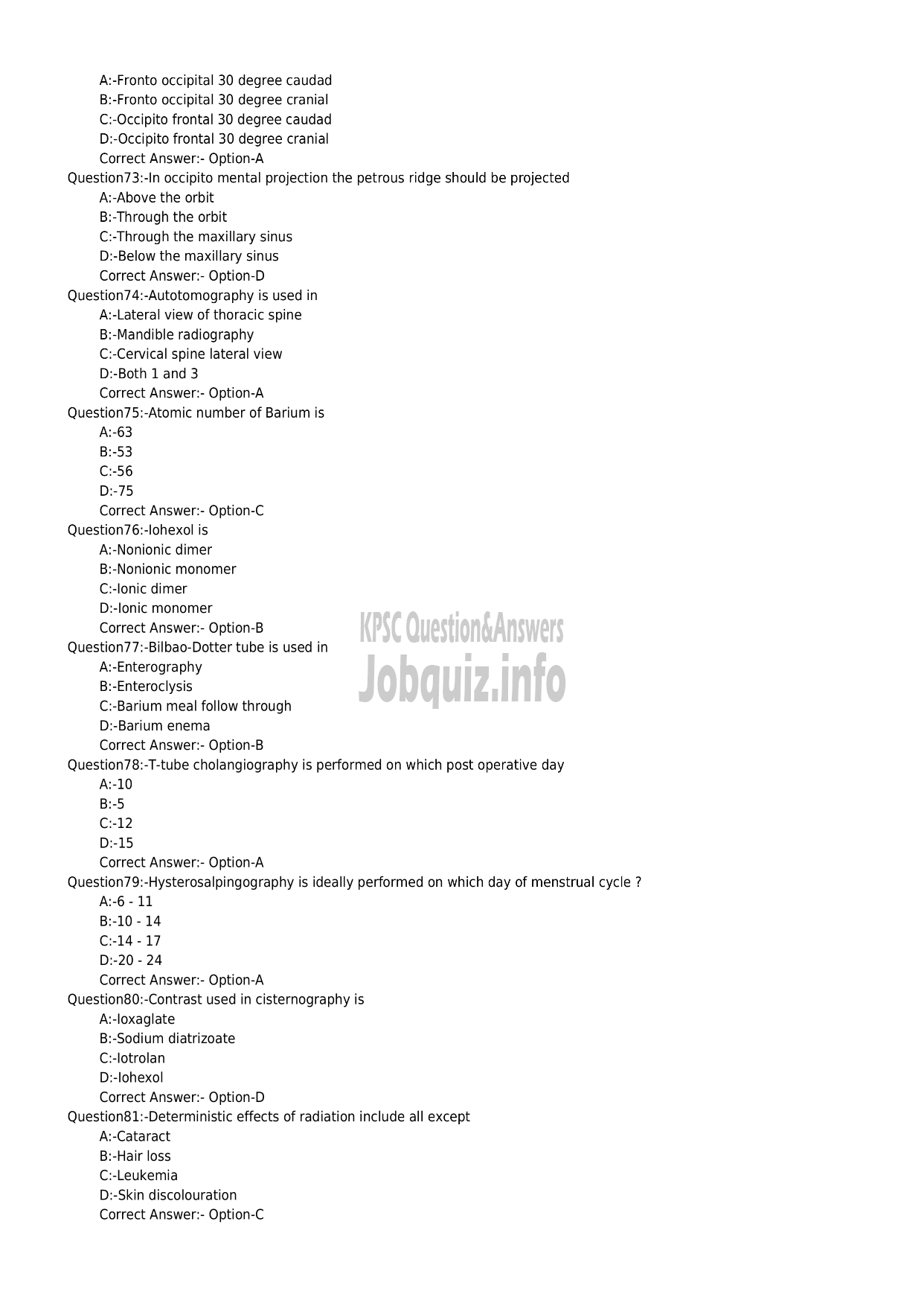 Kerala PSC Question Paper -  X-RAY TECHNICIAN-9